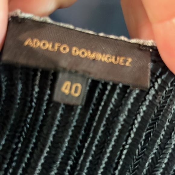 Adolfo Dominguez Jacket & Top Shell Ruffle Front Size 40 EU Large US Black Tan - Picture 10 of 15